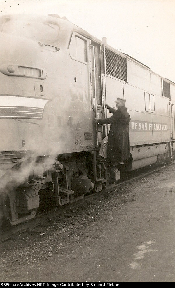 Walter H Flebbe Engineer, boarding for final run UP 904A